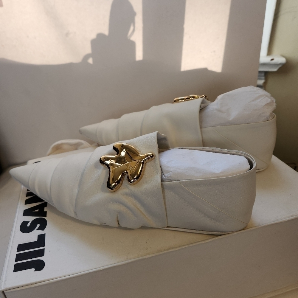 Jil Sander White Leather Ballerina Flats size 40 BNWT - Picture 9 of 13